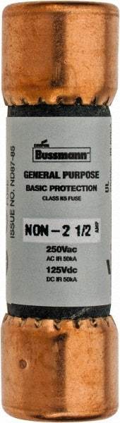 Cooper Bussmann - 125 VDC, 250 VAC, 2.5 Amp, Fast-Acting General Purpose Fuse - Fuse Holder Mount, 50.8mm OAL, 50 at AC/DC kA Rating, 9/16" Diam - USA Tool & Supply