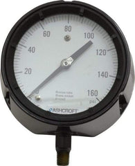 Ashcroft - 4-1/2" Dial, 1/4 Thread, 0-160 Scale Range, Pressure Gauge - Lower Connection, Rear Flange Connection Mount, Accurate to 0.5% of Scale - USA Tool & Supply