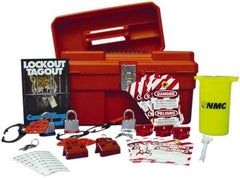 NMC - 40 Piece Electrical Lockout Kit - 3/4 Inch Vertical Shackle Clearance, Comes in Carrying Case - USA Tool & Supply