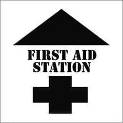 NMC - First Aid Station Stencil - 0.06 Inch Thick, Polyethylene, English - USA Tool & Supply