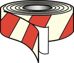 NMC - Glow & Red Striped Vinyl Tape - 2" Wide x 30' Long x 0.002" Thick, General Traffic - USA Tool & Supply