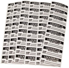 NMC - 1-1/2" High x 5/8" Long, Safety & Facility Lockout Tag - Tag Header: Lock-Out ID, Black & White Vinyl - USA Tool & Supply