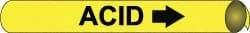 NMC - Pipe Marker with Acid Legend and Arrow Graphic - 2-1/2 to 3-1/4" Pipe Outside Diam, Black on Yellow - USA Tool & Supply