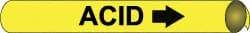 NMC - Pipe Marker with Acid Legend and Arrow Graphic - 3-3/8 to 4-1/2" Pipe Outside Diam, Black on Yellow - USA Tool & Supply