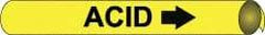 NMC - Pipe Marker with Acid Legend and Arrow Graphic - 4-5/8 to 5-7/8" Pipe Outside Diam, Black on Yellow - USA Tool & Supply