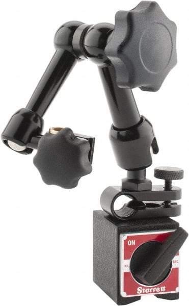 Starrett - 70 Lb Magnetic Force, Fine Adjustment Indicator Positioner & Holder with Base - Articulated Arm, Rectangular Base, 1" Base Height, 1-3/16" Base Length, 1-7/16" Base Width - USA Tool & Supply