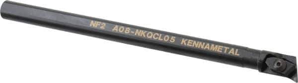 Kennametal - NP.., 17.5° Lead Angle A-NKQC Internal Left Hand Indexable Profiling Toolholder - 1/2" Shank Width, 8" Long, Steel, Through Coolant - USA Tool & Supply