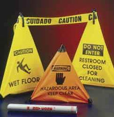 NMC - Caution - Wet Floor, 18" High, Plastic Floor Sign - POP-UP, Yellow, For Restroom, Janitorial & Housekeeping - USA Tool & Supply