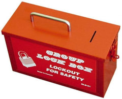 NMC - 4-1/4" Deep x 10-1/4" Wide x 6" High, Portable Group Lockout Box - Red, 1 Padlock - USA Tool & Supply
