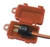 NMC - Plastic Plug Lockout - 110/220 Volt, 1-3/4" Plug Size, 1/2 Max Cord Diam, 3-1/4" Lockout Length, 1 Padlock - USA Tool & Supply