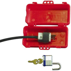 NMC - Plastic Plug Lockout - 220/550 Volt, 3" Plug Size, 1 Max Cord Diam, 6-3/4" Lockout Length, 1 Padlock - USA Tool & Supply
