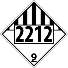 NMC - DOT - Shipping & Vehicle - 2212, 10-3/4" Wide x 10-3/4" High, Rigid Plastic Placard - Black on White, UV Resistant, Chemical Resistant, Graffiti Proof - USA Tool & Supply