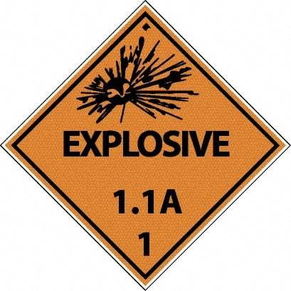 NMC - Explosives 1.1A Shipping Label - 4" High x 4" Wide - USA Tool & Supply