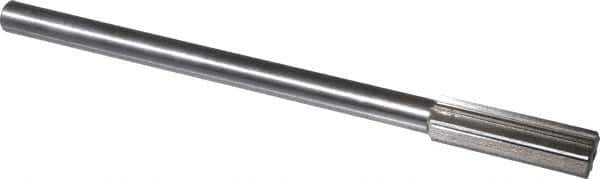 Interstate - 0.599" High Speed Steel 6 Flute Chucking Reamer - Straight Flute, 7/16" Straight Shank, 2" Flute Length, 8" OAL - USA Tool & Supply