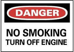 NMC - "Danger - No Smoking - Turn off Engine", 10" Long x 14" Wide, Rigid Plastic Safety Sign - Rectangle, 0.05" Thick, Use for Accident Prevention - USA Tool & Supply