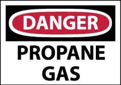 NMC - Hazardous Materials Label, Header: DANGER - Legend: Danger - Propane Gas, English, Red, Black & White, 5" Long x 3" High, Sign Muscle Finish - USA Tool & Supply