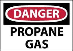 NMC - Hazardous Materials Label, Header: DANGER - Legend: Danger - Propane Gas, English, Red, Black & White, 5" Long x 3" High, Sign Muscle Finish - USA Tool & Supply