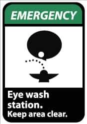 NMC - "Emergency - Eye Wash Station - Keep Area Clear", 14" Long x 10" Wide, Aluminum Safety Sign - Rectangle, 0.04" Thick, Use for First Aid - USA Tool & Supply