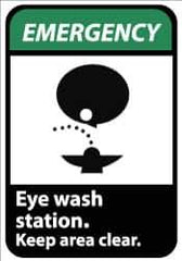 NMC - "Emergency - Eye Wash Station - Keep Area Clear", 14" Long x 10" Wide, Aluminum Safety Sign - Rectangle, 0.04" Thick, Use for First Aid - USA Tool & Supply