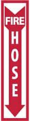NMC - Fire Hose, Pressure Sensitive Vinyl Fire Sign - 4" Wide x 18" High - USA Tool & Supply