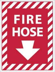 NMC - Fire Hose, Pressure Sensitive Vinyl Fire Sign - 9" Wide x 12" High - USA Tool & Supply