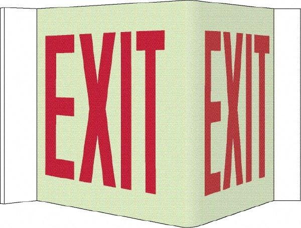 NMC - Exit, Acrylic Exit Sign - 14-1/2" Wide x 8" High, Glow-in-the-Dark - USA Tool & Supply