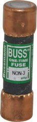 Cooper Bussmann - 125 VDC, 250 VAC, 3 Amp, Fast-Acting General Purpose Fuse - Fuse Holder Mount, 50.8mm OAL, 50 at AC/DC kA Rating, 9/16" Diam - USA Tool & Supply