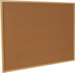 UNIVERSAL - 48" Wide x 36" High Open Cork Bulletin Board - Wood Frame, Natural Tan - USA Tool & Supply