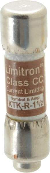Cooper Bussmann - 600 VAC, 1.5 Amp, Fast-Acting General Purpose Fuse - Fuse Holder Mount, 1-1/2" OAL, 200 at AC (RMS) kA Rating, 13/32" Diam - USA Tool & Supply