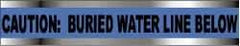 NMC - Caution: Buried Water Line Below, Detectable Underground Tape - 1,000 Ft. Long x 6 Inch Wide Roll, Polyethylene on Aluminum, 5 mil Thick, Blue - USA Tool & Supply
