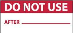 NMC - "Do Not Use - After___", 1" Long x 2-1/4" Wide, Pressure-Sensitive Vinyl Safety Sign - Rectangle, 0.004" Thick, Use for Inspection, Testing & Accident Data - USA Tool & Supply