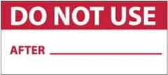 NMC - "Do Not Use - After___", 1" Long x 2-1/4" Wide, Pressure-Sensitive Vinyl Safety Sign - Rectangle, 0.004" Thick, Use for Inspection, Testing & Accident Data - USA Tool & Supply