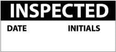 NMC - "Inspected - Date Initials", 1" Long x 2-1/4" Wide, Pressure-Sensitive Vinyl Safety Sign - Rectangle, 0.004" Thick, Use for Inspection, Testing & Accident Data - USA Tool & Supply