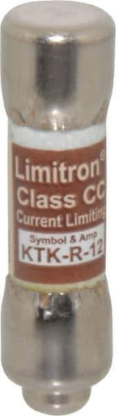 Cooper Bussmann - 600 VAC, 12 Amp, Fast-Acting General Purpose Fuse - Fuse Holder Mount, 1-1/2" OAL, 200 at AC (RMS) kA Rating, 13/32" Diam - USA Tool & Supply