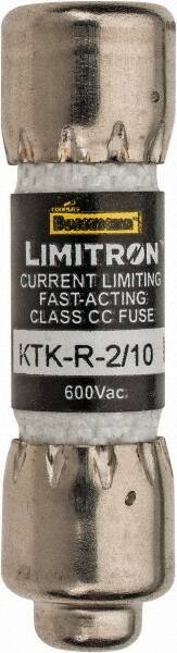 Cooper Bussmann - 600 VAC, 0.2 Amp, Fast-Acting General Purpose Fuse - Fuse Holder Mount, 1-1/2" OAL, 200 at AC (RMS) kA Rating, 13/32" Diam - USA Tool & Supply