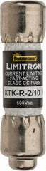 Cooper Bussmann - 600 VAC, 0.2 Amp, Fast-Acting General Purpose Fuse - Fuse Holder Mount, 1-1/2" OAL, 200 at AC (RMS) kA Rating, 13/32" Diam - USA Tool & Supply