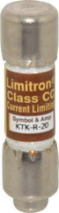 Cooper Bussmann - 600 VAC, 20 Amp, Fast-Acting General Purpose Fuse - Fuse Holder Mount, 1-1/2" OAL, 200 at AC (RMS) kA Rating, 13/32" Diam - USA Tool & Supply