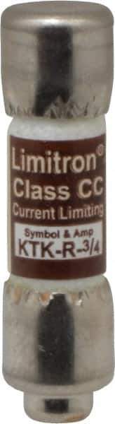 Cooper Bussmann - 600 VAC, 0.75 Amp, Fast-Acting General Purpose Fuse - Fuse Holder Mount, 1-1/2" OAL, 200 at AC (RMS) kA Rating, 13/32" Diam - USA Tool & Supply