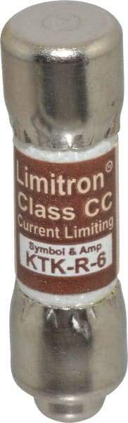 Cooper Bussmann - 600 VAC, 6 Amp, Fast-Acting General Purpose Fuse - Fuse Holder Mount, 1-1/2" OAL, 200 at AC (RMS) kA Rating, 13/32" Diam - USA Tool & Supply