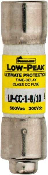 Cooper Bussmann - 300 VDC, 600 VAC, 1.8 Amp, Time Delay General Purpose Fuse - Fuse Holder Mount, 1-1/2" OAL, 20 at DC, 200 at AC (RMS) kA Rating, 13/32" Diam - USA Tool & Supply