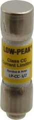 Cooper Bussmann - 300 VDC, 600 VAC, 0.5 Amp, Time Delay General Purpose Fuse - Fuse Holder Mount, 1-1/2" OAL, 20 at DC, 200 at AC (RMS) kA Rating, 13/32" Diam - USA Tool & Supply