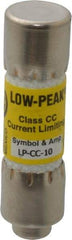Cooper Bussmann - 150 VDC, 600 VAC, 10 Amp, Time Delay General Purpose Fuse - Fuse Holder Mount, 1-1/2" OAL, 20 at DC, 200 at AC (RMS) kA Rating, 13/32" Diam - USA Tool & Supply