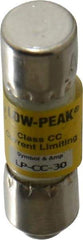 Cooper Bussmann - 300 VDC, 600 VAC, 30 Amp, Time Delay General Purpose Fuse - Fuse Holder Mount, 1-1/2" OAL, 20 at DC, 200 at AC (RMS) kA Rating, 13/32" Diam - USA Tool & Supply