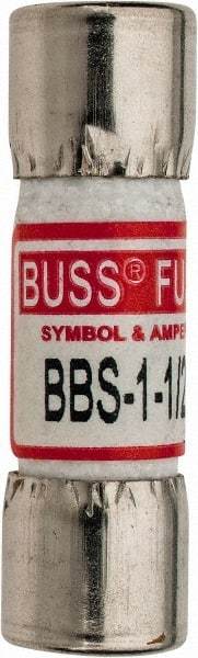 Cooper Bussmann - 600 VAC, 1.5 Amp, Fast-Acting General Purpose Fuse - Fuse Holder Mount, 1-3/8" OAL, 10 at AC kA Rating, 13/32" Diam - USA Tool & Supply
