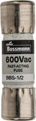 Cooper Bussmann - 600 VAC, 0.5 Amp, Fast-Acting General Purpose Fuse - Fuse Holder Mount, 1-3/8" OAL, 10 at AC kA Rating, 13/32" Diam - USA Tool & Supply