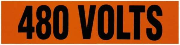 NMC - Electrical Markers Label - Legend: 600 Volts, English, Black & Orange, 4-1/2" Long x 1-1/8" High, Sign Muscle Finish - USA Tool & Supply