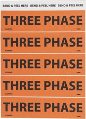 NMC - Electrical Markers Label - Legend: Three Phase, English, Black & Orange, 4-1/2" Long x 1-1/8" High, Sign Muscle Finish - USA Tool & Supply