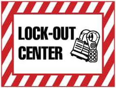 NMC - "Lock-Out Center", 7" Long x 10" Wide, Rigid Plastic Safety Sign - Rectangle, 0.05" Thick, Use for Accident Prevention - USA Tool & Supply