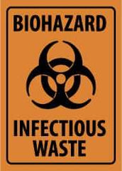 NMC - "Biohazard - Infectious Waste", 10" Long x 14" Wide, Pressure-Sensitive Vinyl Safety Sign - Rectangle, 0.004" Thick, Use for Hazardous Materials - USA Tool & Supply