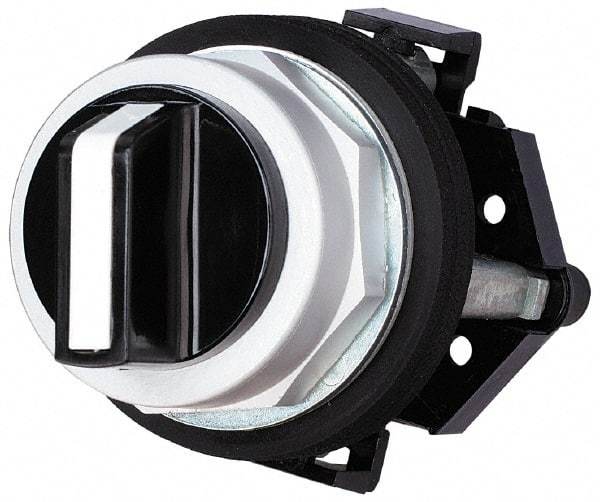 Eaton Cutler-Hammer - 30-1/2mm Mount Hole, 3 Position, Knob Operated, Selector Switch Only - Black, Momentary (MO) - Maintained (MA) - Maintained (MA), Nonilluminated, Oil and Watertight - USA Tool & Supply